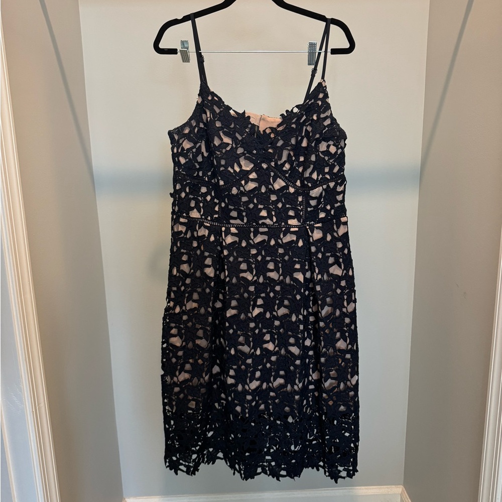 Elegant Navy Blue Lace Dress